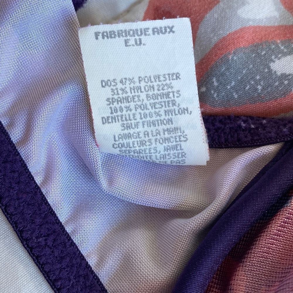 VTG Vintage Vanity Fair 1980s EUC Bra Purple Floral Lace Colorful Dopamine 34B - Picture 10 of 10